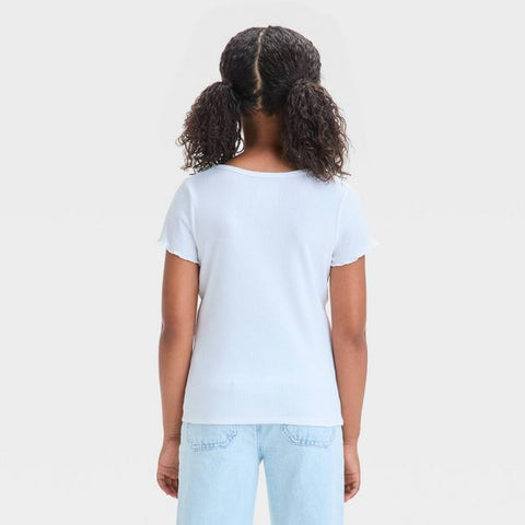 Cat & Jack Girl's White Short Sleeve Ribbed T-Shirt  | Cat & Jack in Lebanon