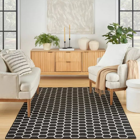 Nourison Black & White Reversible Basics Woven Rug | Nourison In Lebanon