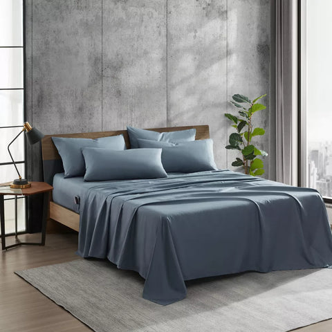 Kenneth Cole New York Queen Denim Blue Brushed Microfiber 6 pcs Bed Sheet Sets | Kenneth Cole In Lebanon