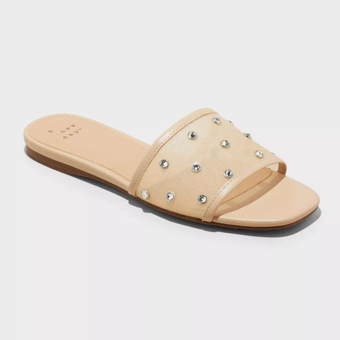A New Day Women's Beige Elain Slide Sandals with Memory Foam insole | A New Day In Lebanon
