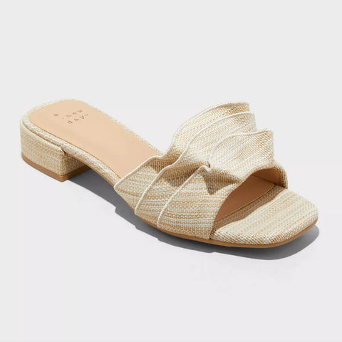 A New Day Women's Beige Lyta Raffia Ruffle Slippers | A New Day  In Lebanon