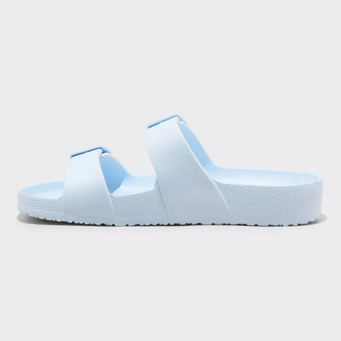 Shade & Shore Women's Light Blue Neida EVA Two Band Footbed Slide Slipper | Shade & Shore In Lebanon