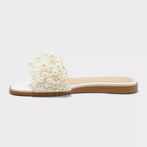 A New Day Women's Off Whit Jasmine Pearl Slide Sandals | A New Day In Lebanon