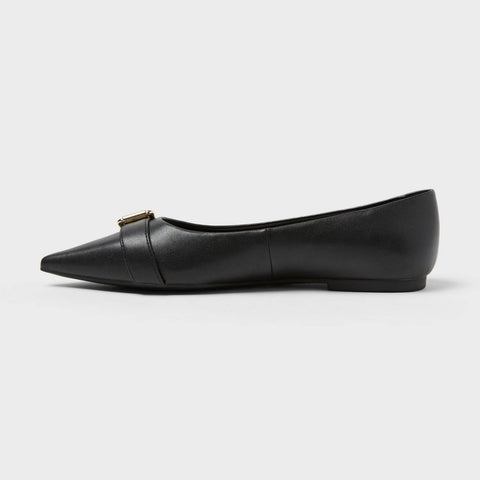 A New Day Women's Black Valentina Pointed Toe Buckle Ballet Flats|A New Day In Lebanon