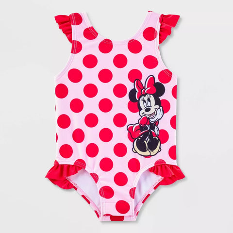 Disney Baby Girl's Pink/Red Minnie Mouse One Piece Swimsuit | Disney In Lebanon
