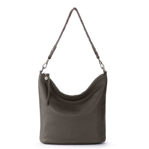 The Sak Women's Dark Grey Leather Bucket Crossbody Bag | The Sak In Lebanon