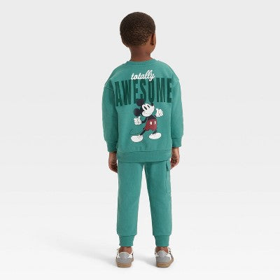 Disney  Boy's Green 2pc Disney Mickey Mouse Fleece Pullover and Bottom Pajama Set   |Disney  in Lebanon