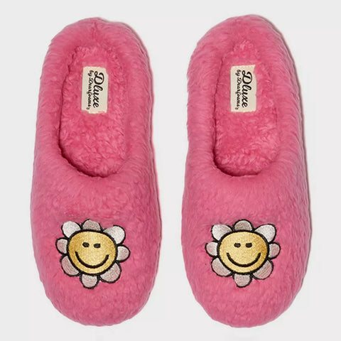 Dluxe By Dearfoams Women's Fuchsia Smiley Slide Slippers |Dluxe By Dearfoams In Lebanon