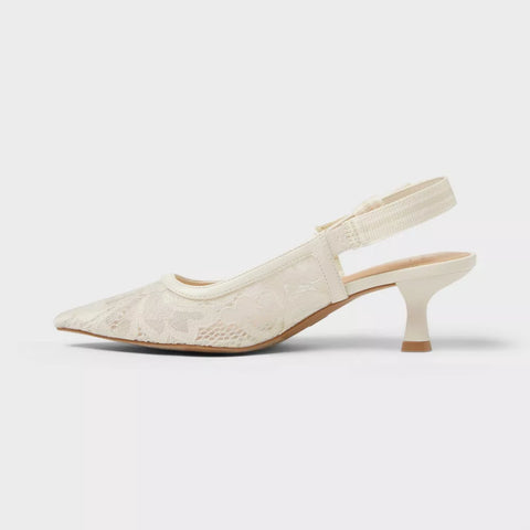 A New Day Women's White Milan Slingback Heels | A New Day In Lebanon