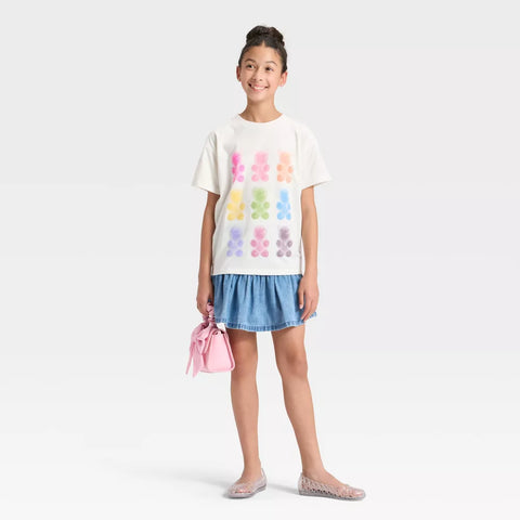 Cat & Jack Girl's Cream Short Sleeve Oversized Gummy Bears Graphic T-Shirt | Cat & Jack In Lebanon