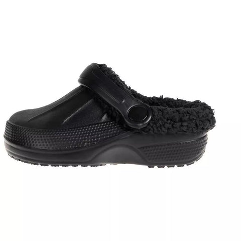 Foamwalk Boy's Black  Furry Little Solid Clog Slipper | Foamwalk In Lebanon