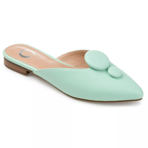 Journee Collection Women's Mint Green Mallorie Slip On Pointed Toe Mules Flats |Journee Collection In Lebanon