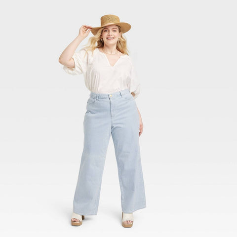 Universal Thread Women's Light Jeans High Waisted Wide Leg Cropped | Universal Thread In Lebanon