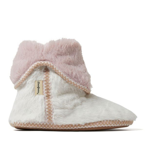 Dearfoams Women's White Beth Faux Fur Fold Down Fuzzy Panduf |Dearfoams  in Lebanon
