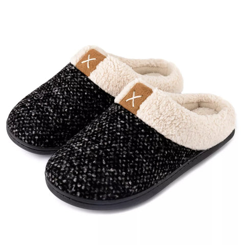 RockDove Women's Black Collar Memory Foam Slide Slipper |RockDove In Lebanon