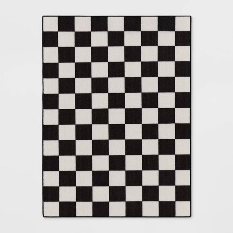 Room Essentials Charcoal & Ivory Washable Small Checker Accent Rug- 121.9CMx167.6CM | Room Essentials In Lebanon
