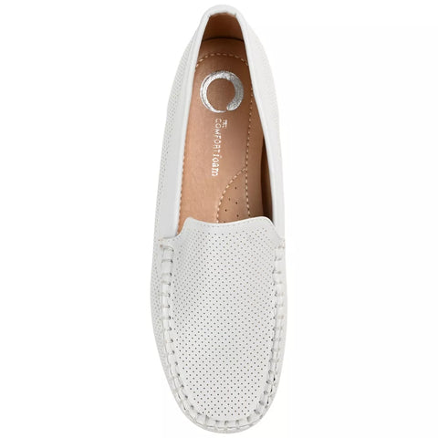 Journee Collection Women's White Halsey Comfort Insole Slip On Round Toe Loafer Flats |Journee Collection In Lebanon