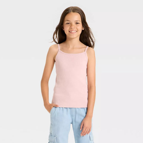 Cat & Jack Girl's Light Mauve Fitted Ribbed Tank Top | Cat & Jack In Lebanon