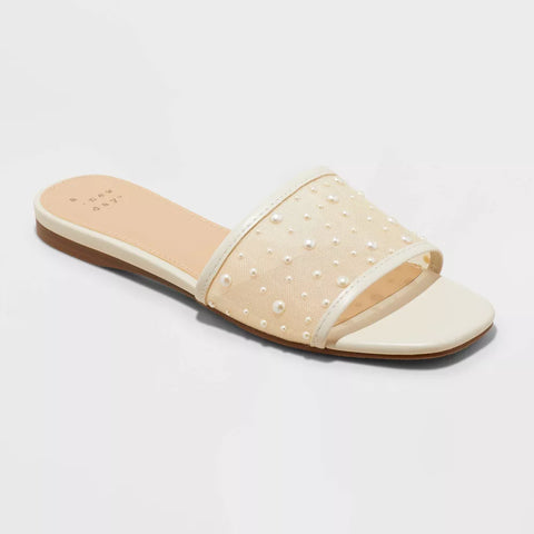 A New Day Women's Cream Elain Slide Slipper With Memory Foam insole | A New Day In Lebanon