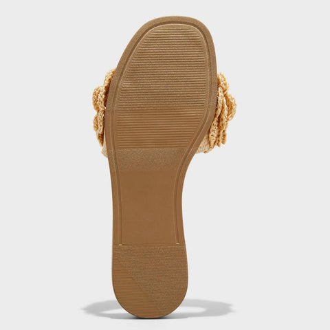 A New Day Women's Beige Coco Raffia Flower Slide Sandals | A New Day In Lebanon