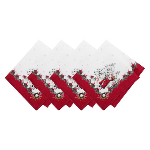 Villeroy & Boch Red/White  Toy's Fantasy Engineered Napkins 17"x17" Set of 4 Table Cloth  | Design Imports in Lebanon
