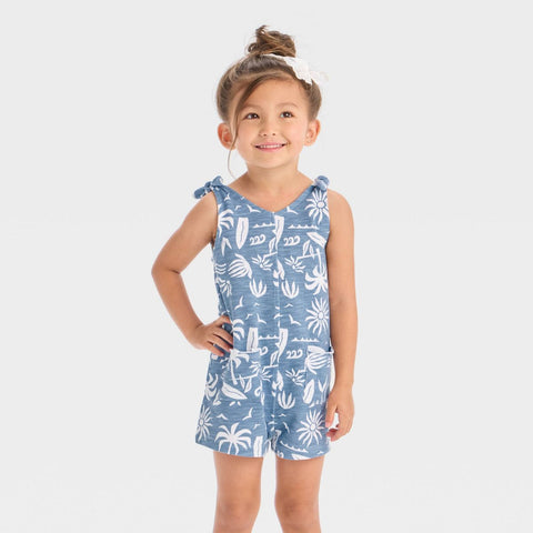 Grayson Girl's Blue Sleeveless Palm Romper | Grayson In Lebanon