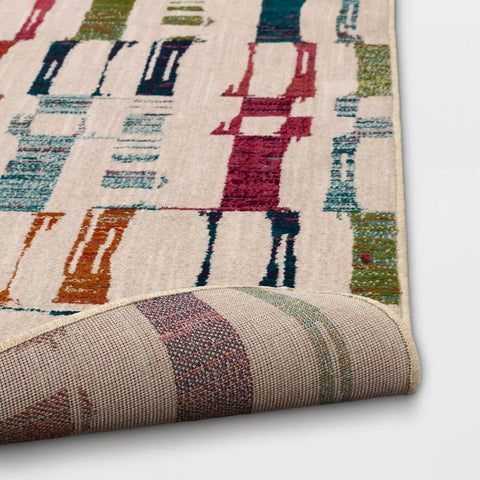 Threshold Beige With Multicolor Prints Rug 0.5 X0.7m | Threshold In Lebanon