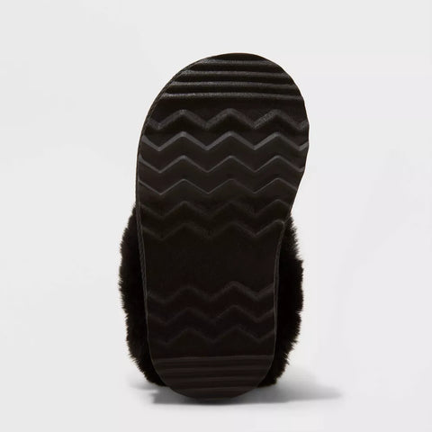 Cat & Jack Girl's Black Piper Faux Fur Cuff Scuff Slippers | Cat & Jack In Lebanon