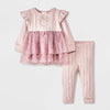 Disney Baby Girl's Dusty Rose Minnie Mouse 2pc Long Sleeve Dress and Leggings Bottom Set | Disney In Lebanon