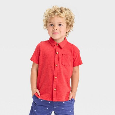 OshKosh Bgosh Baby Boy's Red Short Sleeve Chest Pocket Short Sleeve Shirt|OshKosh Bgosh In Lebanon