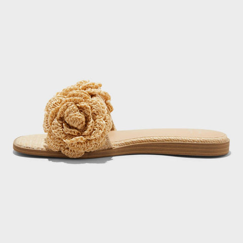 A New Day Women's Beige Coco Raffia Flower Slide Sandals | A New Day In Lebanon
