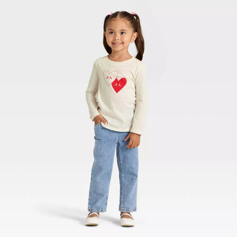 Cat & Jack Girl's Off-White Long Sleeve Graphic Blouse | Cat & Jack In Lebanon