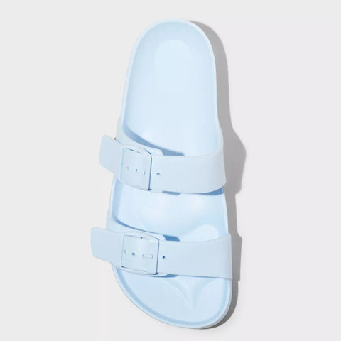 Shade & Shore Women's Light Blue Neida EVA Two Band Footbed Slide Slipper | Shade & Shore In Lebanon