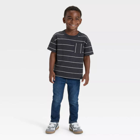 Cat & Jack Baby Boy's Dark Wash Button Front Slim Fit Denim Pants | Cat & Jack In Lebanon