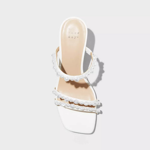 A New Day Women's White Stacy Mule Heeled Sandals | A New Day In Lebanon