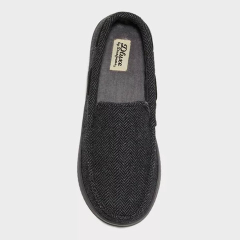 Dluxe By Dearfoams Men's Black Herringbone Moc Slippers |Dluxe By Dearfoams In Lebanon