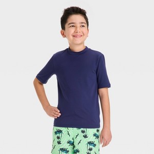 Cat & Jack Boy's Navy Short Sleeve Solid Daytime Rash Guard T-Shirt|Cat & Jack In Lebanon