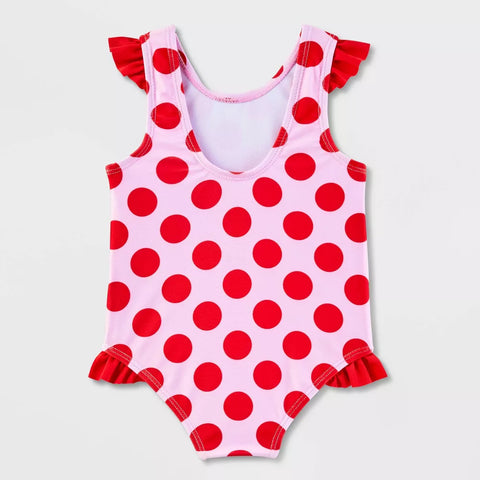 Disney Baby Girl's Pink/Red Minnie Mouse One Piece Swimsuit | Disney In Lebanon