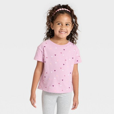 Cat & Jack Girl's Purple Hearts Printed Relaxed T-Shirt | Cat & Jack In Lebanon