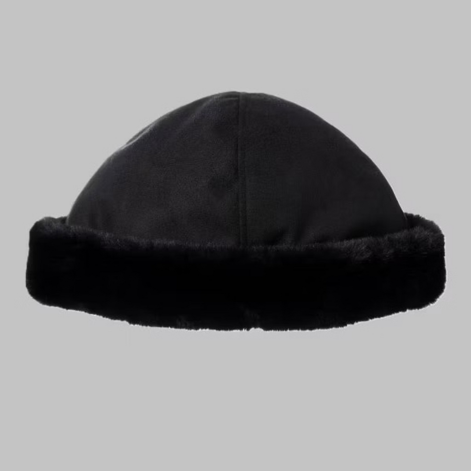 Isotoner Women's Black Recycled Microsuede Fur Trim Hat