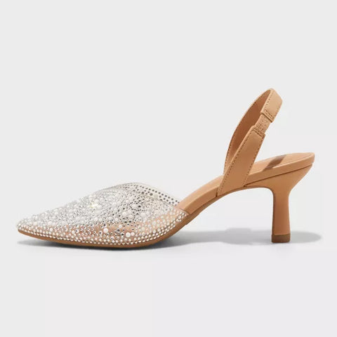 A New Day Women's Clear Isabel Embellished Slingback Kitten Heels |A New Day In Lebanon