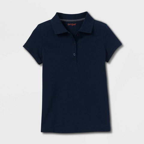Cat & Jack Girl's Navy Short Sleeve Pique Uniform Polo Neck T-Shirt | Cat & Jack In Lebanon