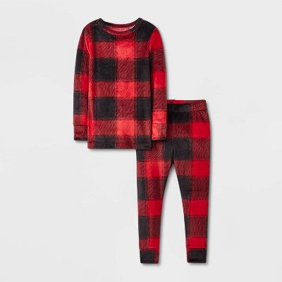 Cat & Jack Baby Boy's Red/Black 2pc Snuggly Soft Snug Fit Buffalo Checkered Plaid Christmas Pajama Set  | Cat & Jack in Lebanon