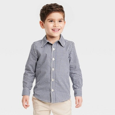 Oshkosh  Baby Boy's Navy/White Plaid Long Sleeve Checkered Woven Shirt   |Oshkosh in Lebanon