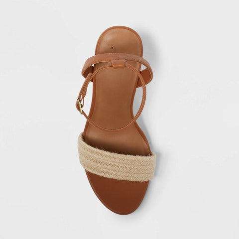 A New Day Women's Brown Tish Single Band Ankle Strap Wedge Heels | A New Day In Lebanon