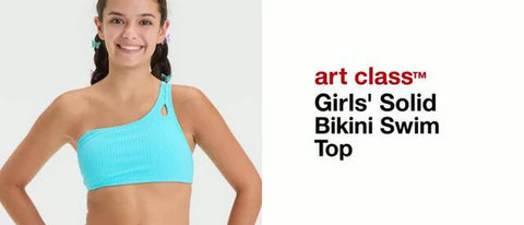 Art Class Girl's Blue Solid Bikini Swim Top | Art Class In Lebanon