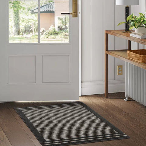 Threshold Washed Black Washable Knitted Stripe Accent Rug | Threshold In Lebanon