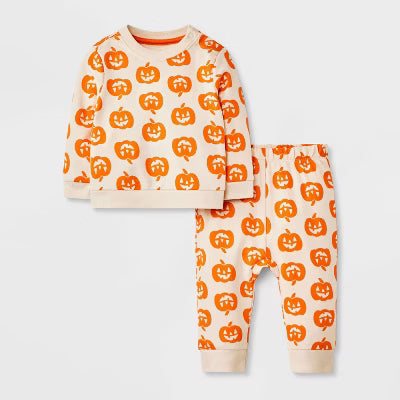 Cat & Jack Baby Boy's Multicolor Halloween Pumpkin French Terry Pajama Set 2 Pieces | Cat & Jack In Lebanon