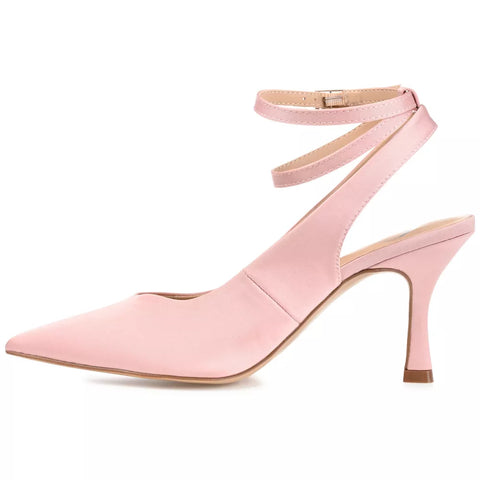 Journee Collection Women's Baby Pink Marcella Buckle Mid Stiletto Pointed Toe Heels |Journee Collection In Lebanon