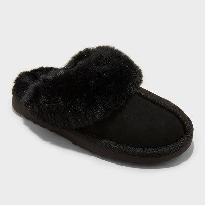 Cat & Jack Girl's Black Inez Scuff Faux-fur Slippers |Cat & Jack in Lebanon